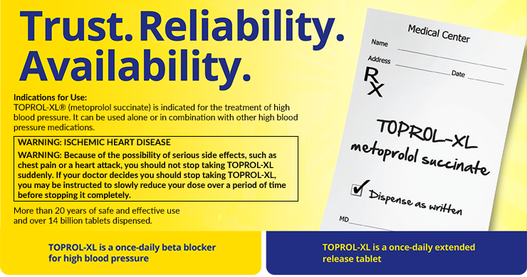 TOPROL-XL® (metoprolol succinate) has more than 20 years of safe and effective use.